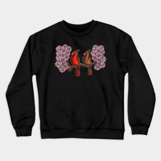 Red Cardinal bird dogwood flower North Carolina Virginia Crewneck Sweatshirt